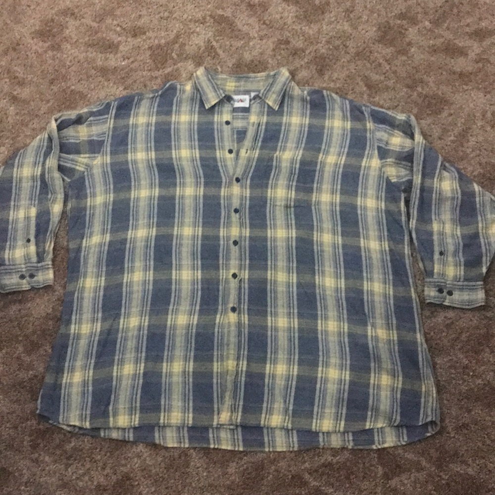 Blue and Green/Yellow Plaid Button-Down